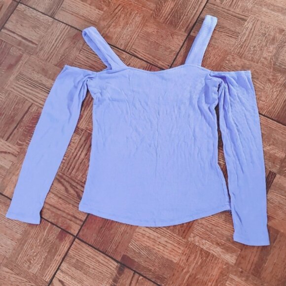Periwinkle Blue Off-Shoulder Cutout Top - Picture 6 of 7